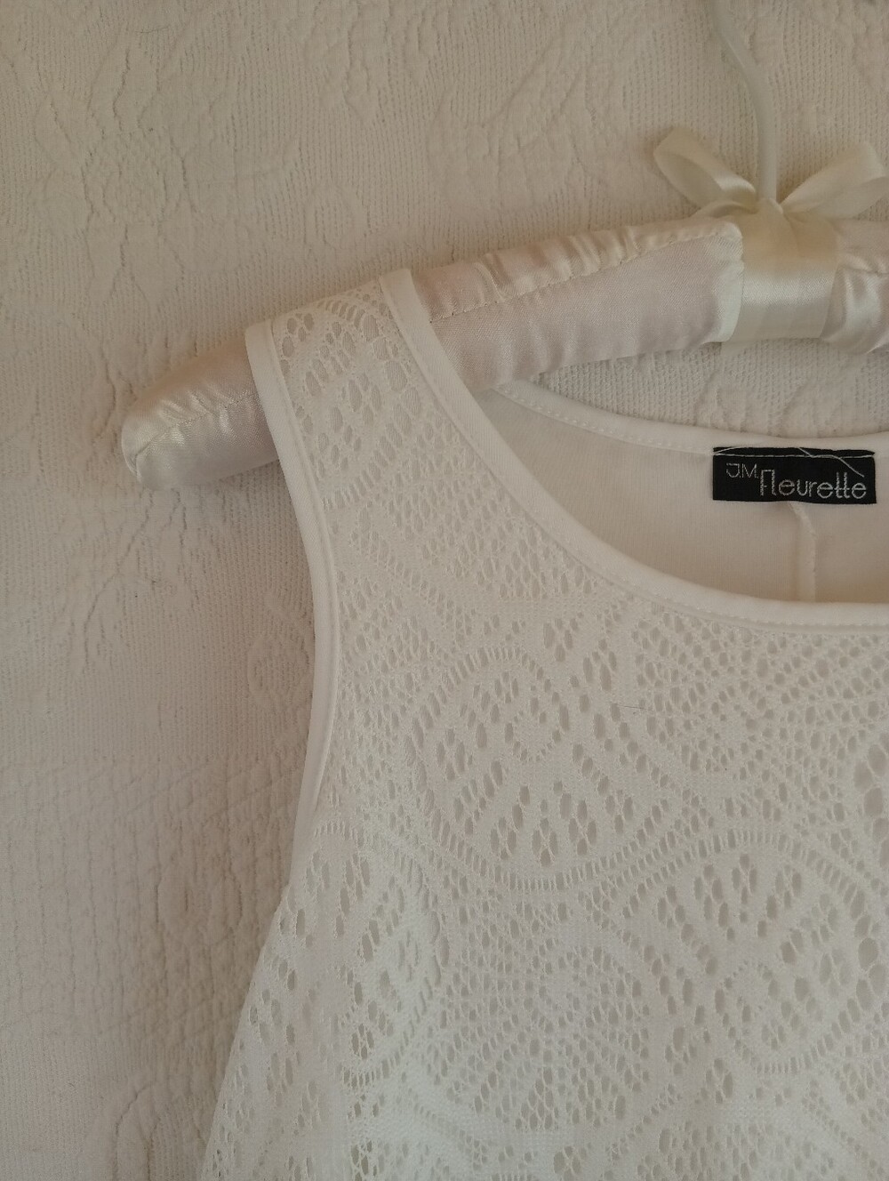 Jm Fluerette White Lace Swing Tank Top Pretty Femme Boho Summer Crew Neck Plus - Picture 2 of 10
